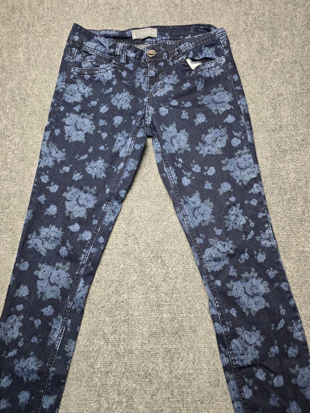 Wit & Wisdom Floral Print Jeans Womens 6 Blue Indigo Denim Straight Leg